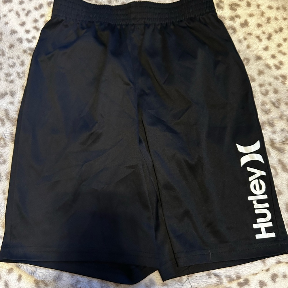 Hurley Black Athletic Shorts with Elastic Waistband